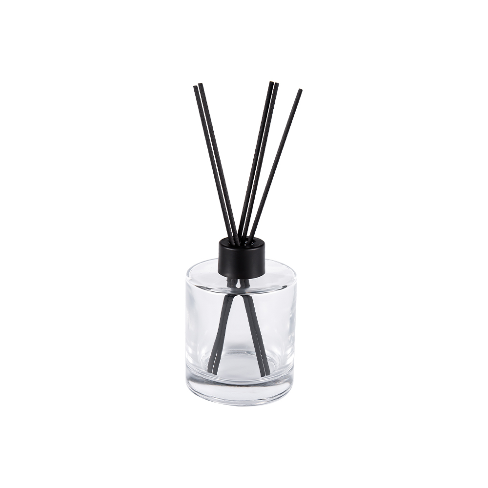 HJ-RX2109 Valcová fľaša s difúzorom z kamienkového skla Plastový hliníkový uzáver Nálepka s farebným vláknom