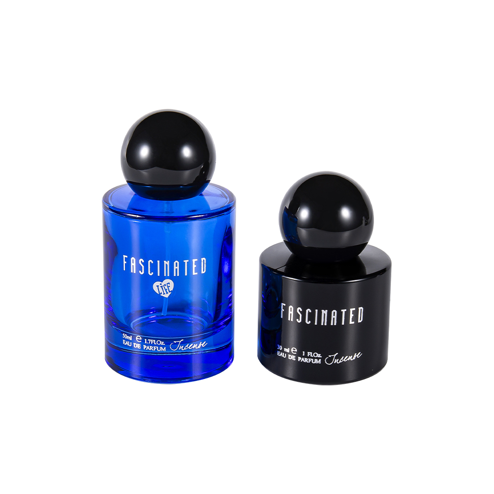 GC4748-WJ2537 30 ml valcovitá fľaša na parfumy so zlatou fóliou s povrchovou úpravou a guľovitým plastovým uzáverom z ABS PP