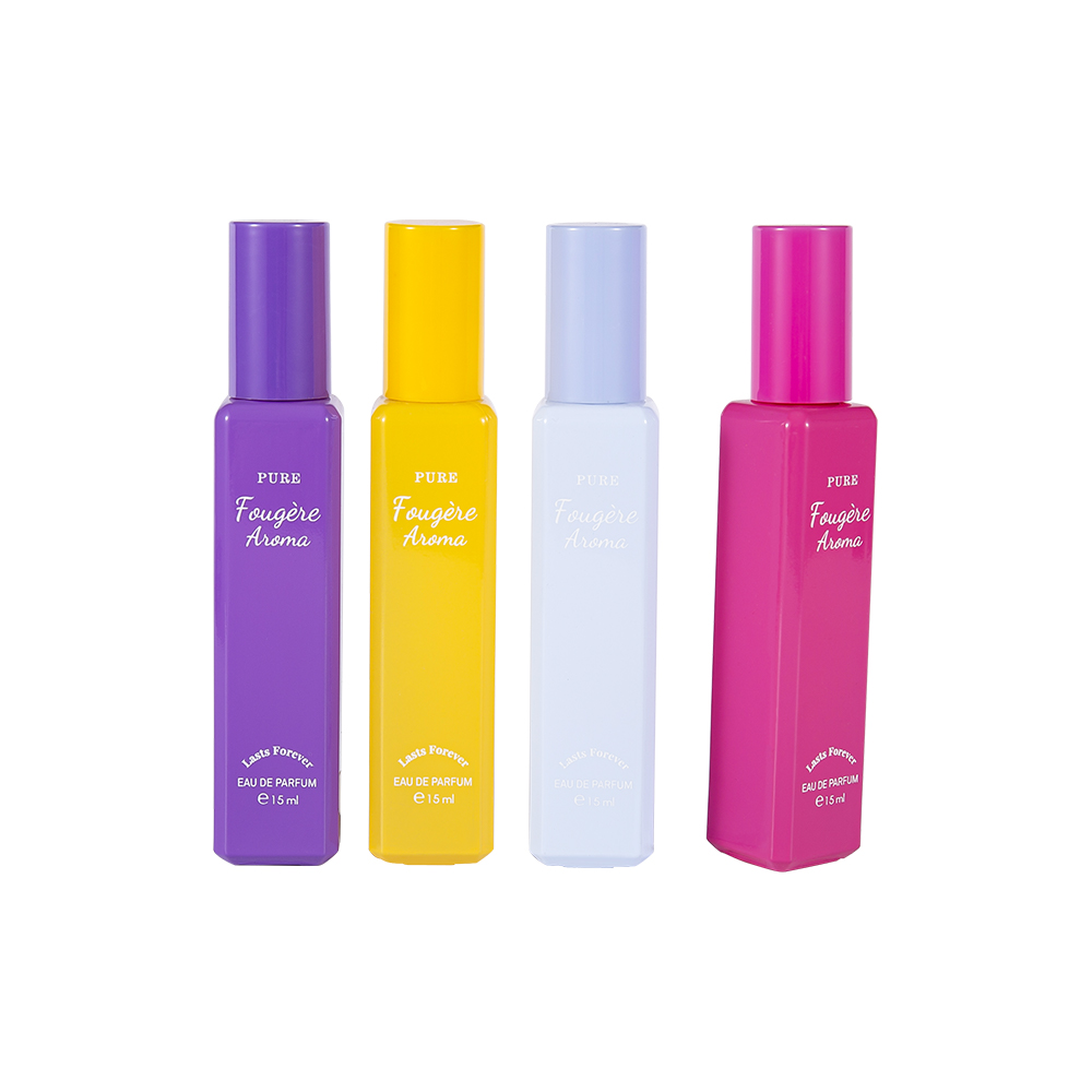 GC4222-WJ2369 15ml sklenená fľaša na parfumy s malým objemom a farebným PP plastovým uzáverom