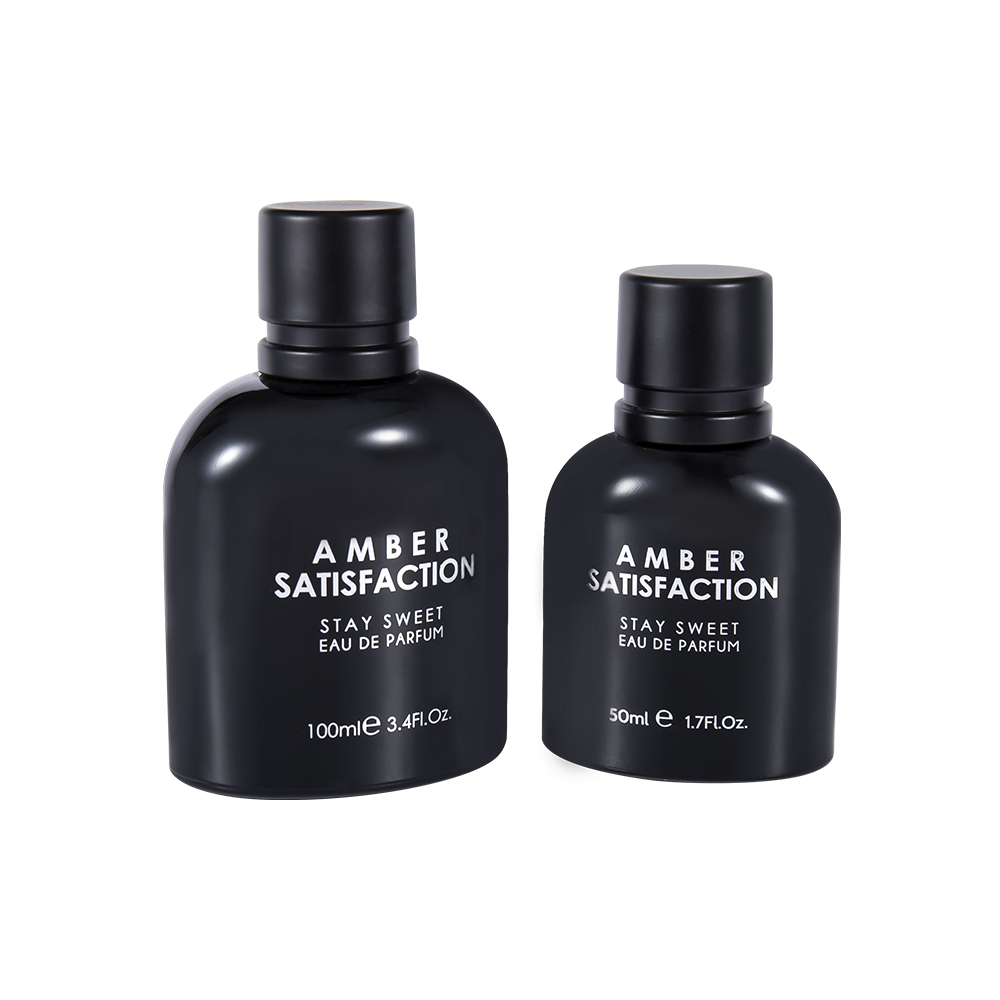 GC3849-WJ176 50 ml farebne potiahnutá žiarivo čierna sklenená fľaša na parfumy s plastovým uzáverom ABS PP