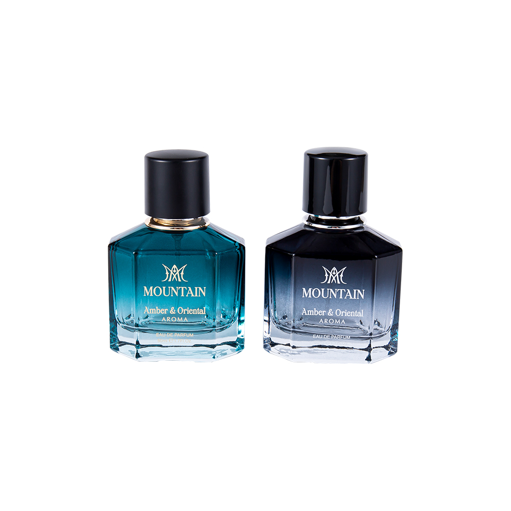 GC4030-WJ2099 50ml sklenená fľaša na parfumy s povrchovou potlačou a páskou na razenie za horúca PP Abs UV uzáver parfumu